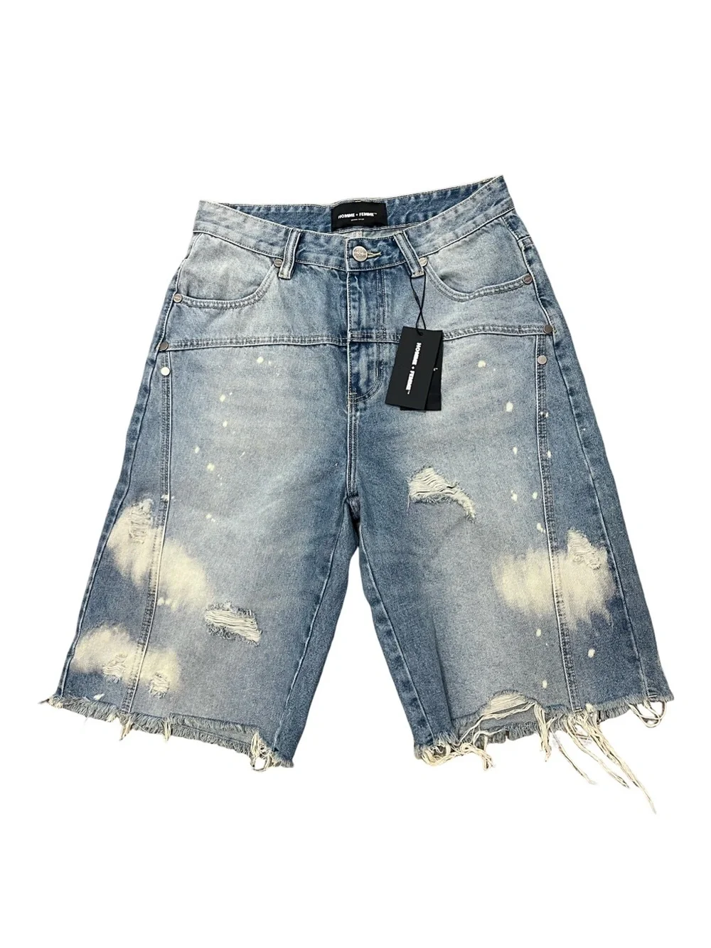 HOMME + FEMME Nomad Studded Denim Shorts